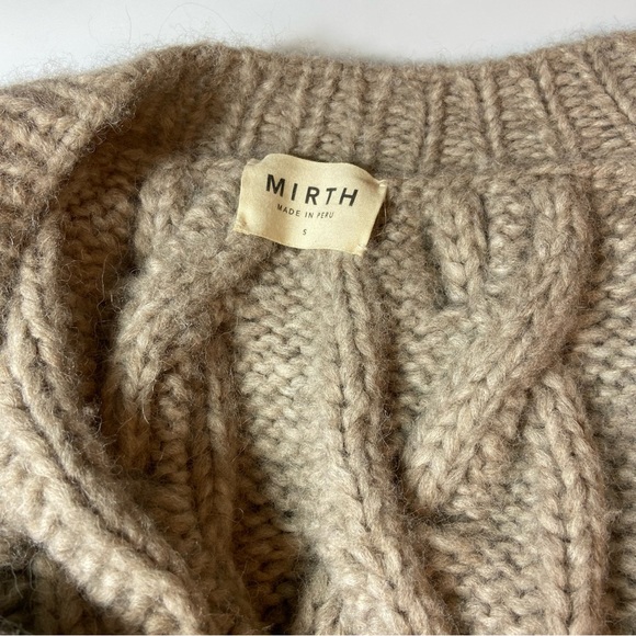 Mirth Cortina Baby Alpaca Blend Chunky Knit Cardigan Camel Beige Fuzzy S Small - Picture 13 of 14